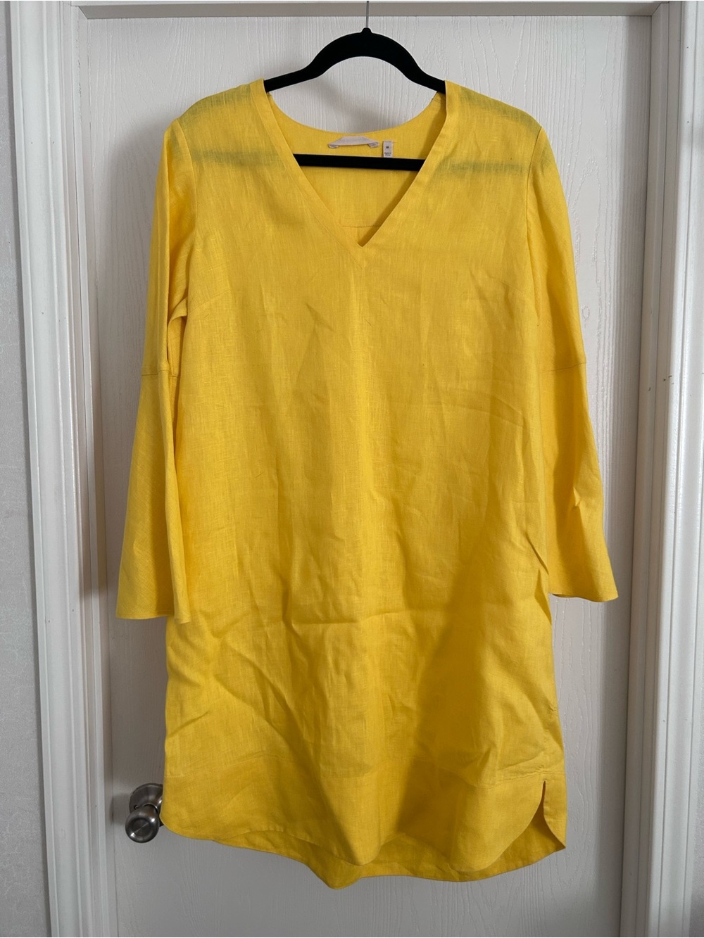 Soft Surroundings | Sunny Yellow V-Neck Dress| Size Medium | 100% Linen